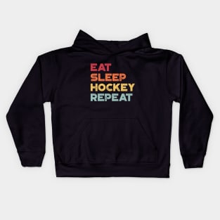 Eat Sleep Hockey Repeat Funny Vintage Retro (Sunset) Kids Hoodie